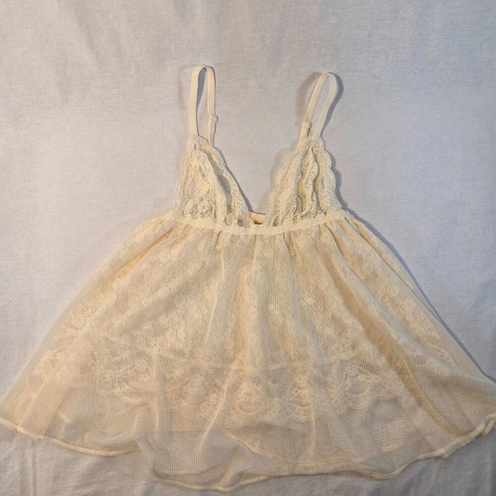 VICTORIA'S SECRET Y2K Fairy Lacy Sheer Ivory Babydoll Top Size M Never Worn! - Picture 16 of 16
